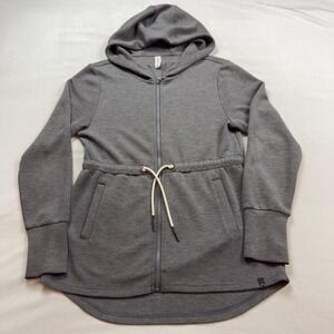 Varley Women's Med Gray Full Zip Drawstring Waist Hoodie Sweatshirt Thumbholes